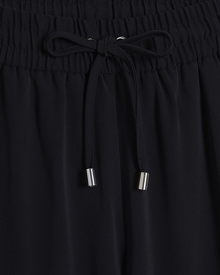 Black Wide Leg Tailored Joggers