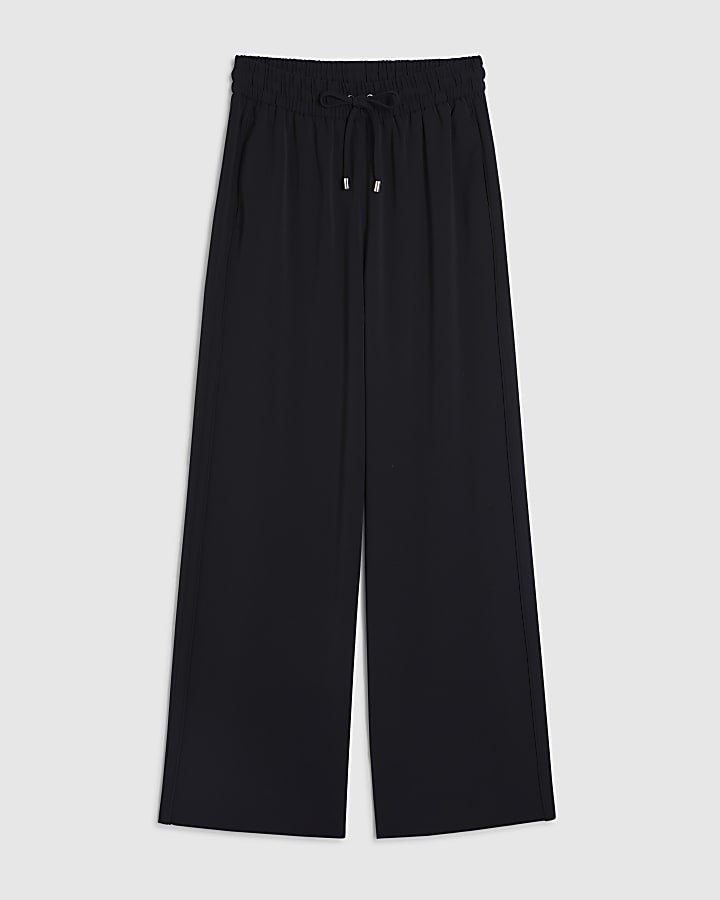 Black Wide Leg Tailored Joggers