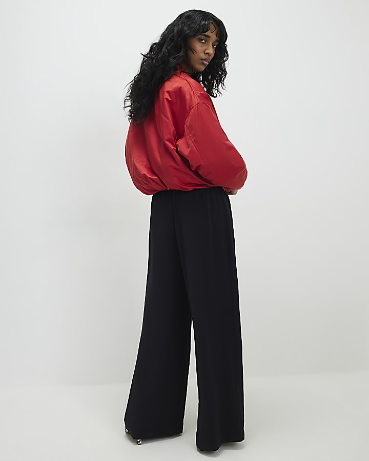 Black Wide Leg Tailored Joggers