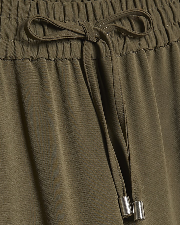 Khaki Wide Leg Tailored Joggers