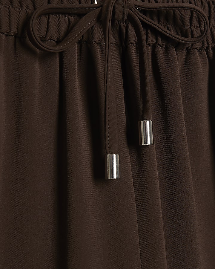 Brown Wide Leg Tailored Joggers