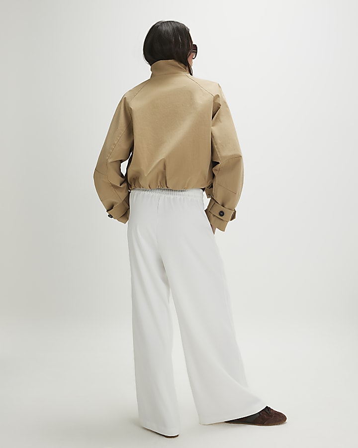 Cream Wide Leg Tailored Joggers