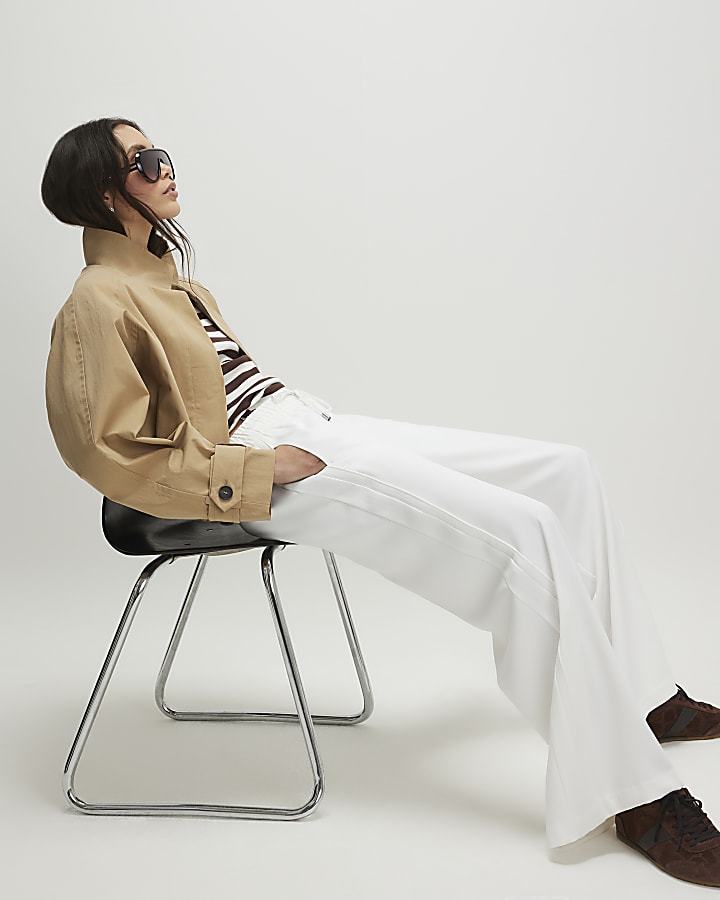 Cream Wide Leg Tailored Joggers