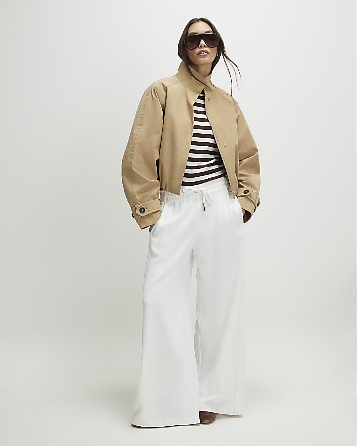 Cream Wide Leg Tailored Joggers