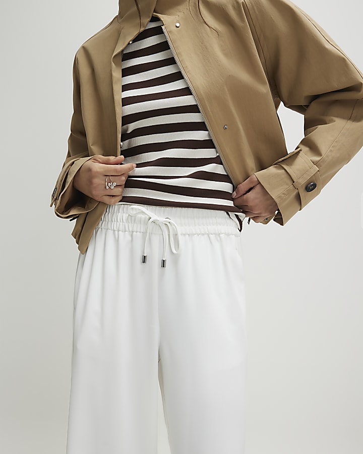 Cream Wide Leg Tailored Joggers