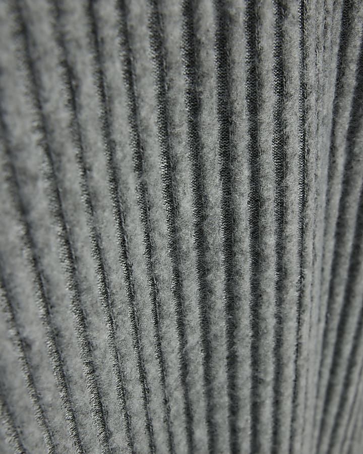 Grey Cosy Ribbed Wide Leg Trousers