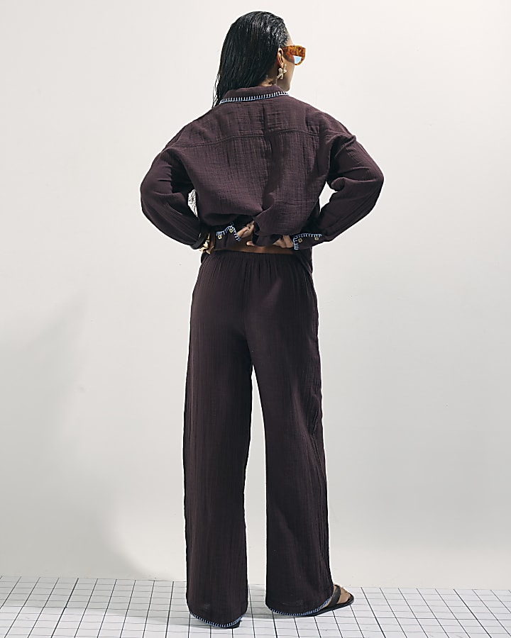 Brown Whipstitch Trouser