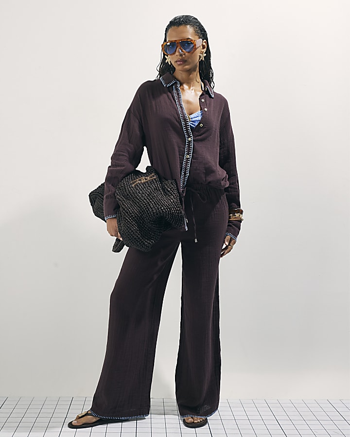 Brown Whipstitch Trouser