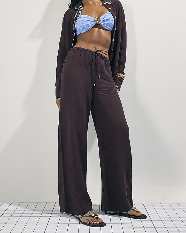 Brown Whipstitch Trouser