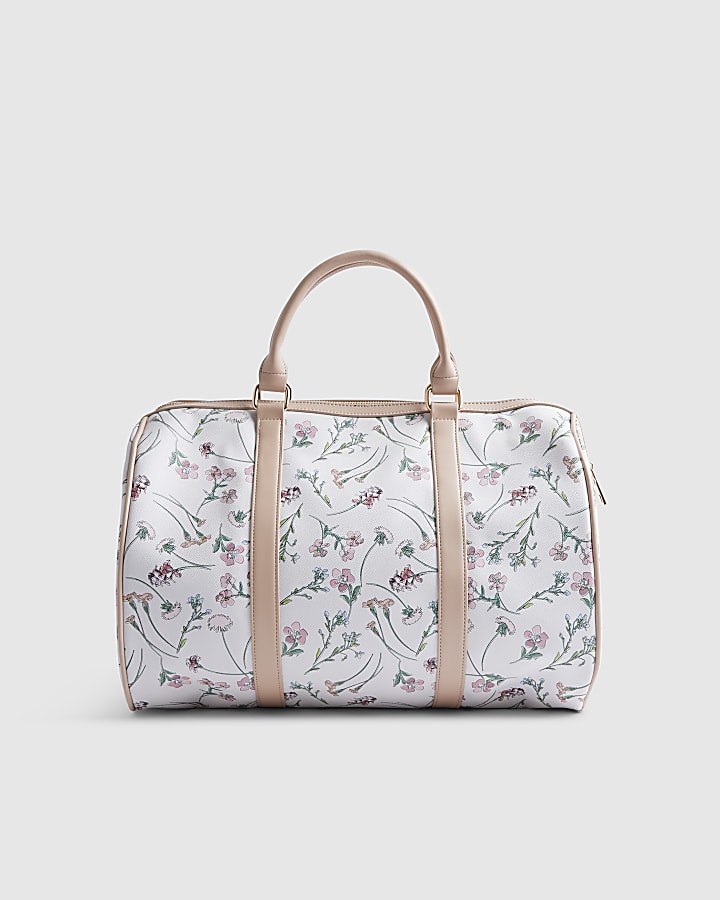 Cream Ditsy Floral Barrel Bag