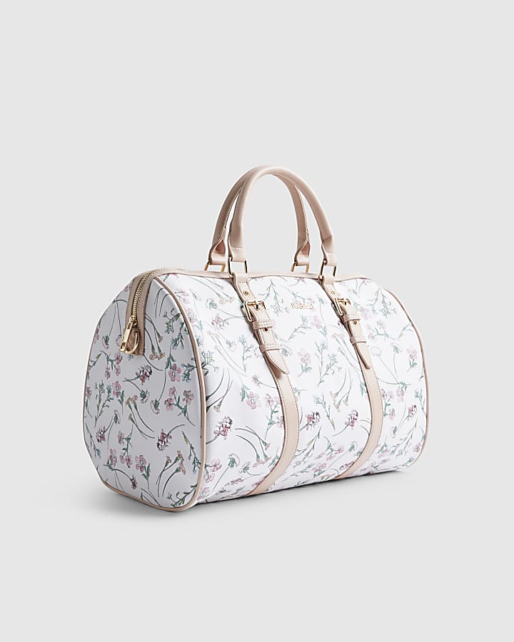 Cream Ditsy Floral Barrel Bag