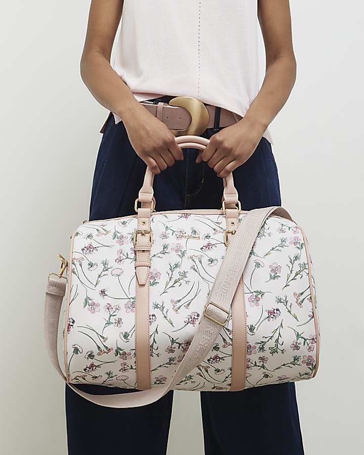 Cream Ditsy Floral Barrel Bag