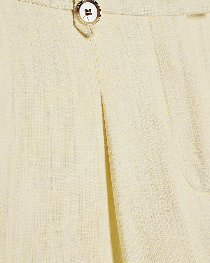 Yellow Linen Look Wide Leg Trousers