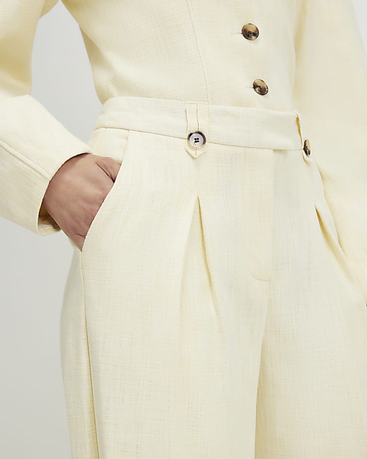 Yellow Linen Look Wide Leg Trousers