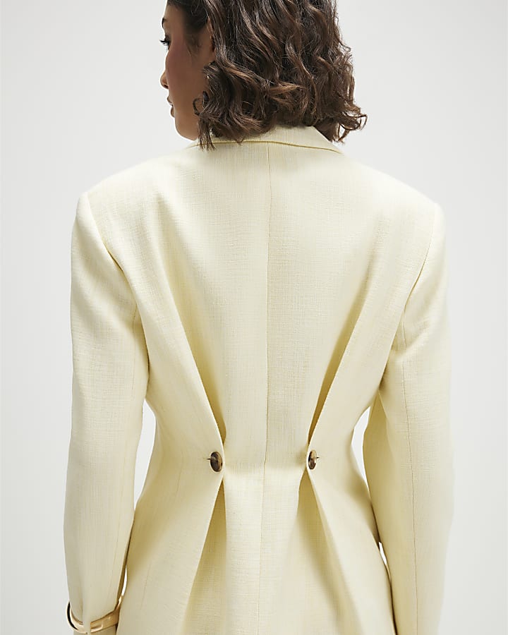Yellow Cotton Cinched Blazer