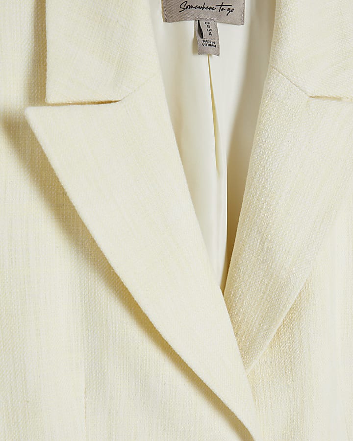 Yellow Cotton Cinched Blazer