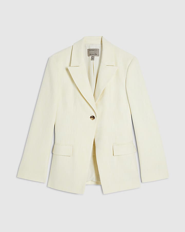 Yellow Cotton Cinched Blazer