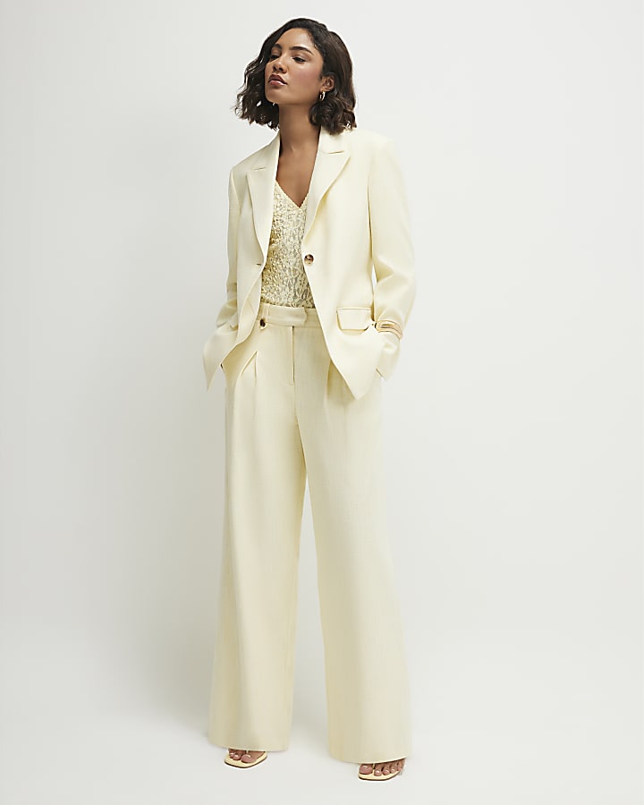 Yellow Cotton Cinched Blazer