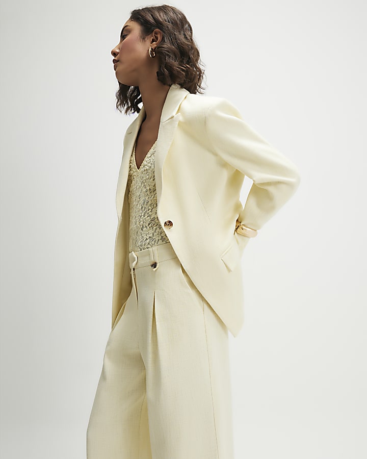 Yellow Cotton Cinched Blazer