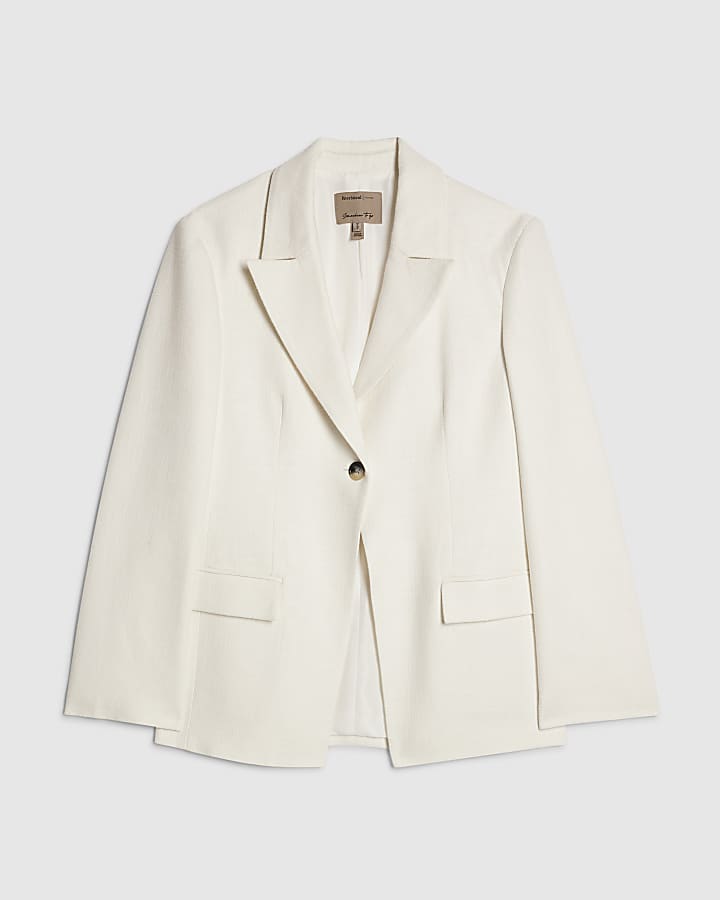 White Cotton Cinched Blazer