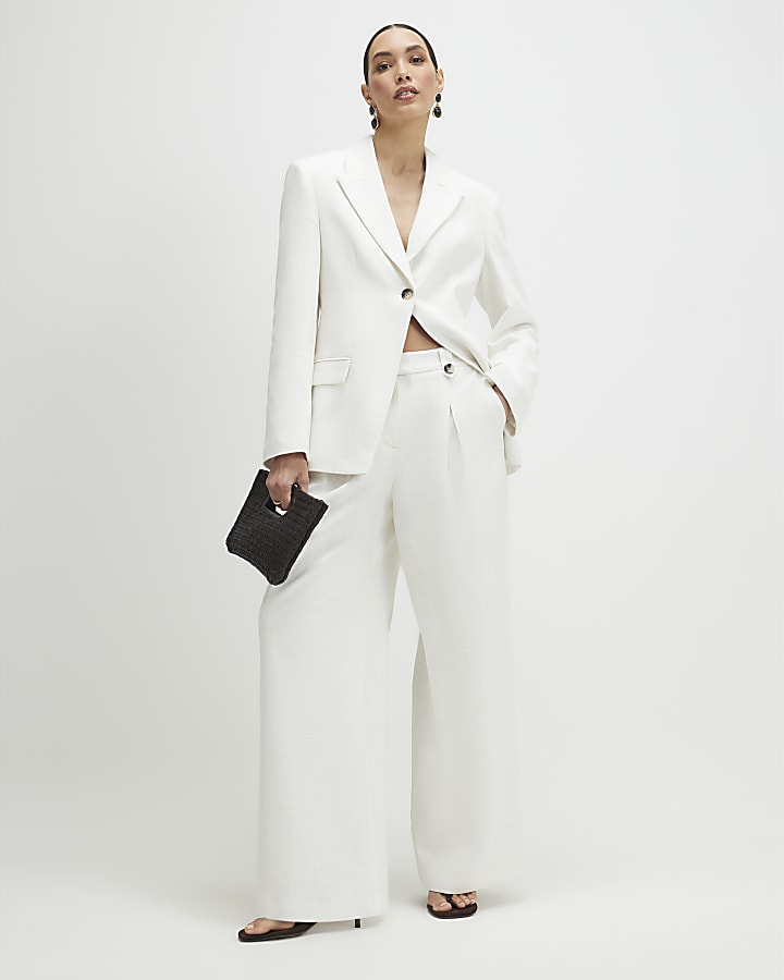 White Cotton Cinched Blazer