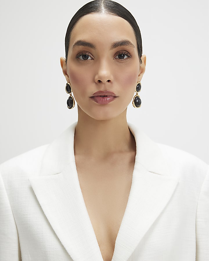 White Cotton Cinched Blazer