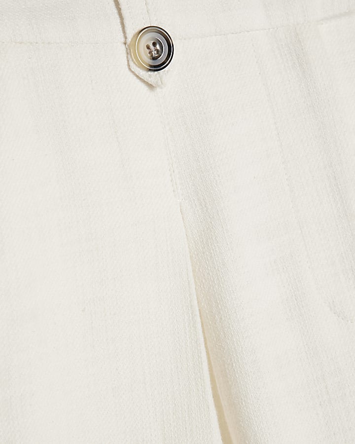 White Linen Look Wide Leg Trousers