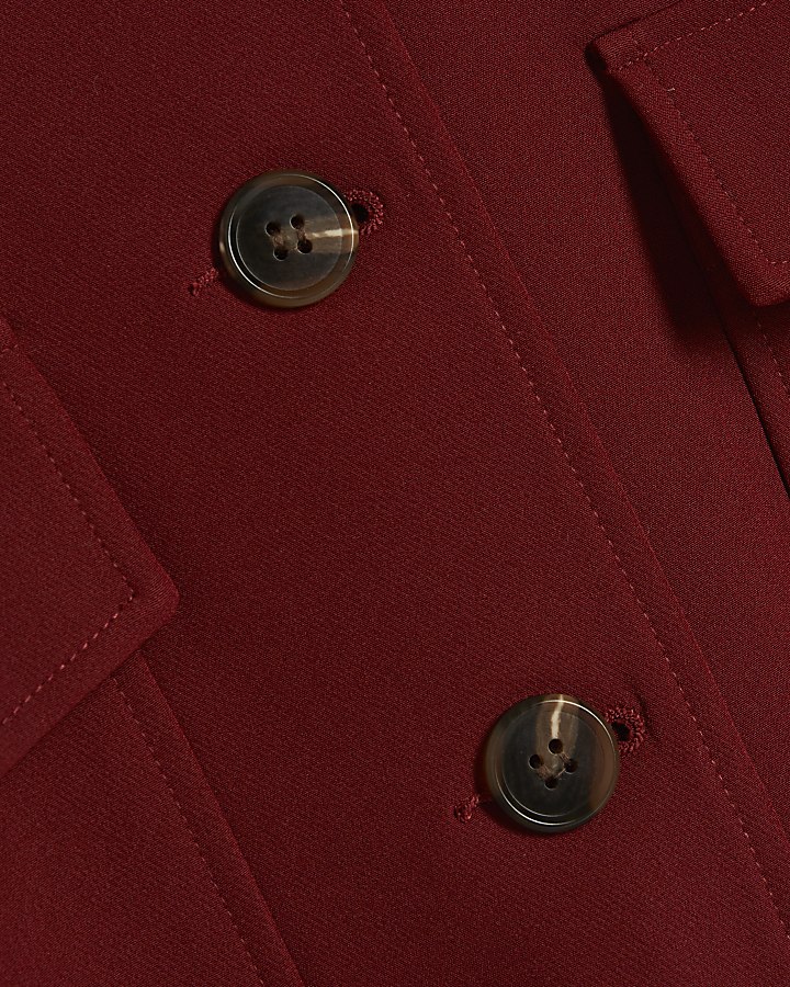 Red Long Sleeve Pocket Detail Bomber Jacket