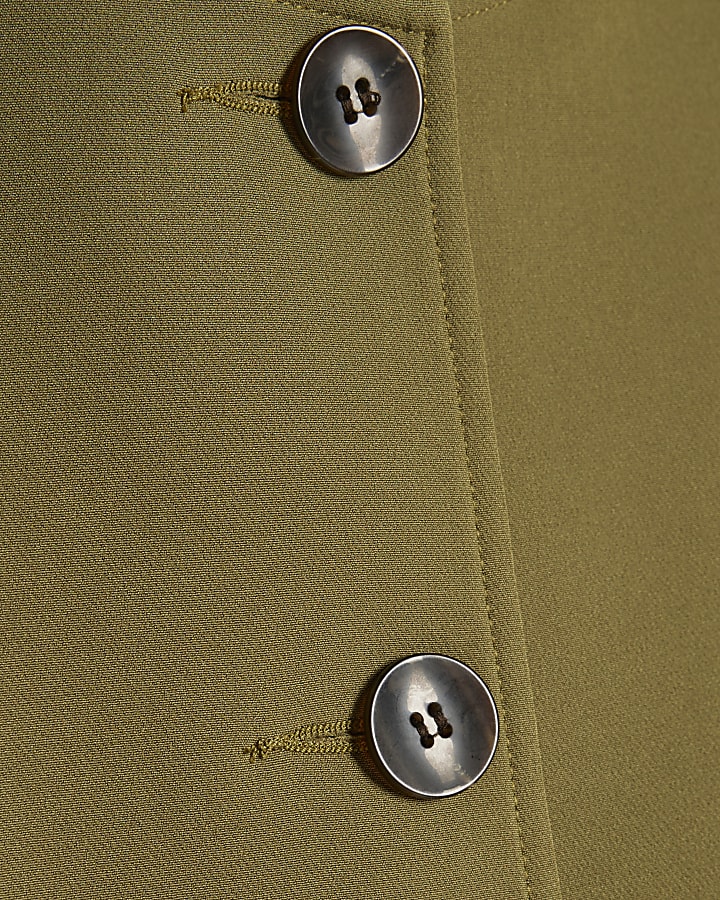 Khaki Long Sleeve Pocket Detail Bomber Jacket