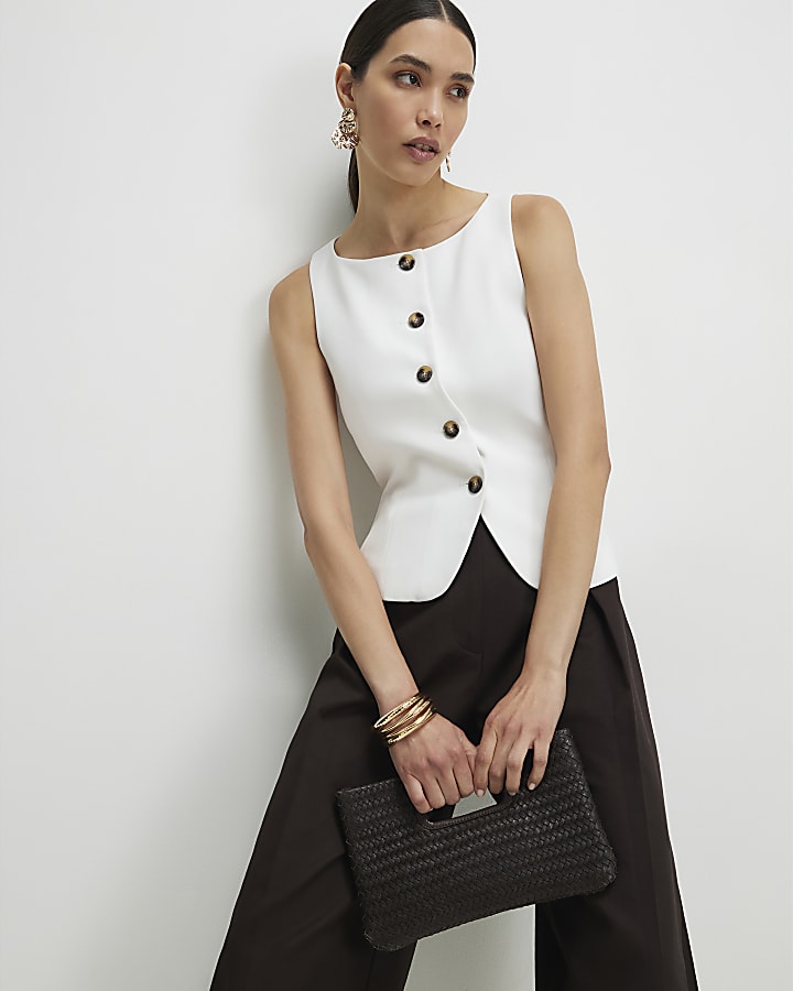 White Fitted Waistcoat