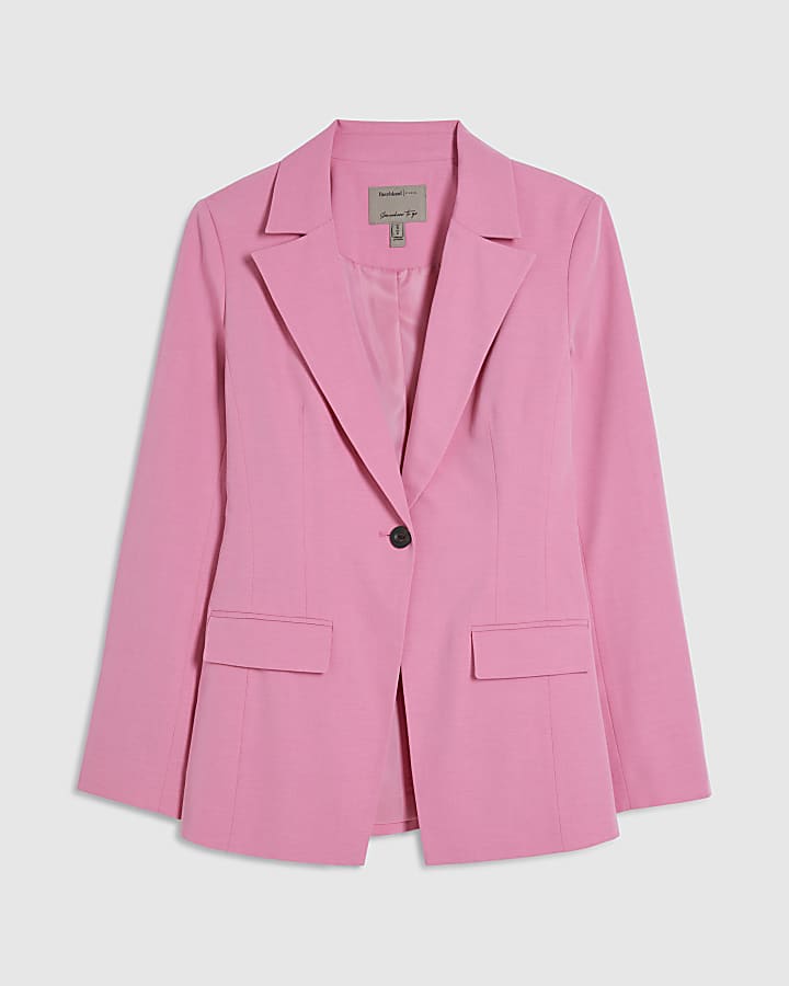 Pink Long Sleeve Cinch Back Blazer