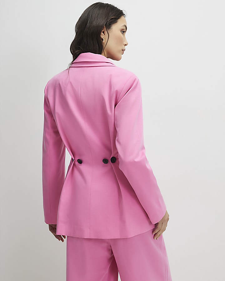 Pink Long Sleeve Cinch Back Blazer