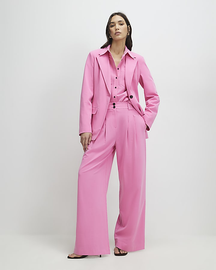 Pink Long Sleeve Cinch Back Blazer