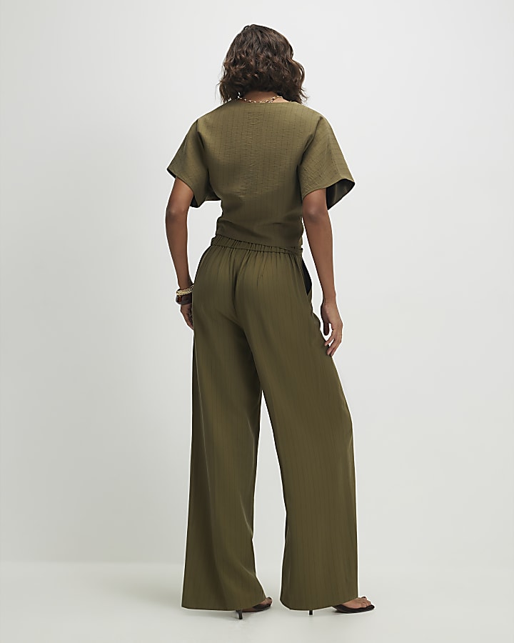 Green Stripe Soft Tailored Trousers