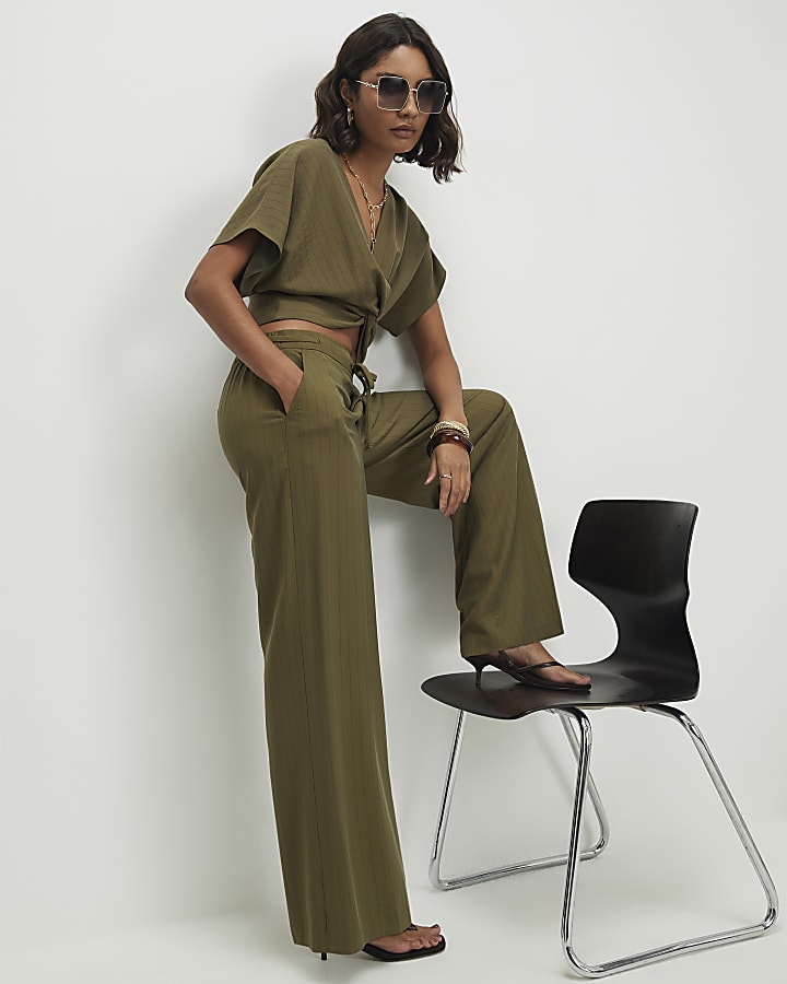 Green Stripe Soft Tailored Trousers
