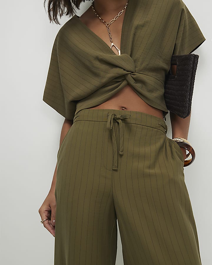 Green Stripe Soft Tailored Trousers