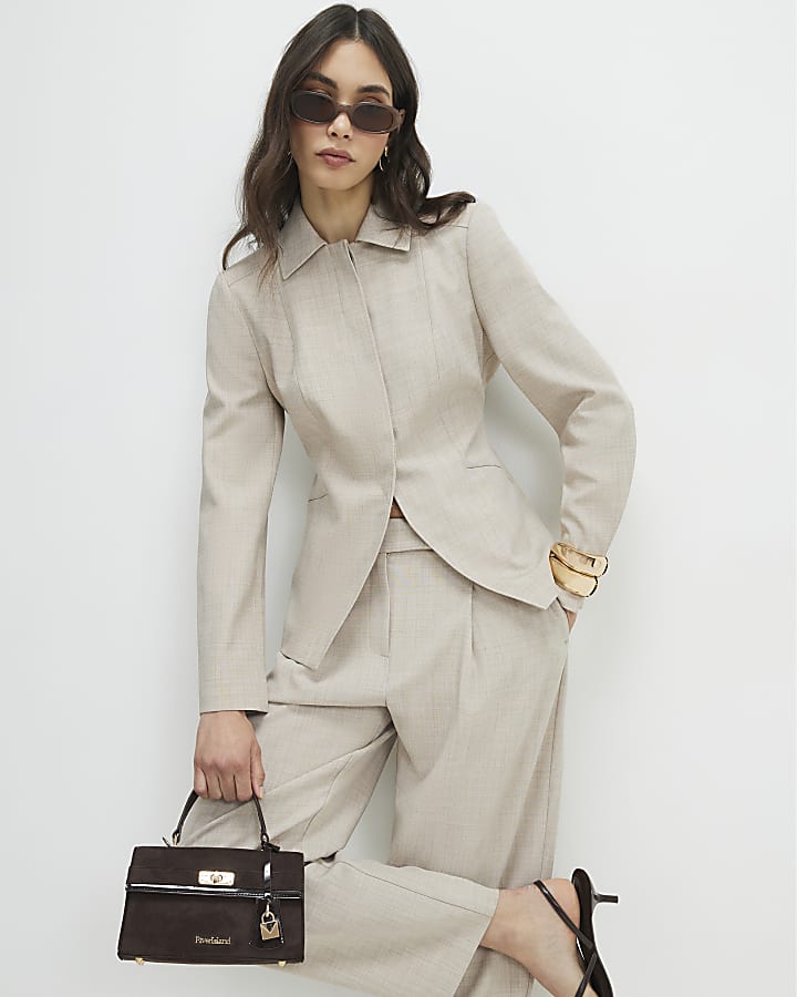 Beige Tailored Shacket