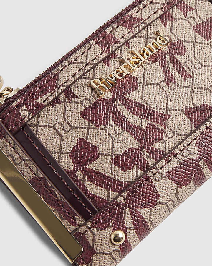 Red Bow Monogram Print Mini Purse