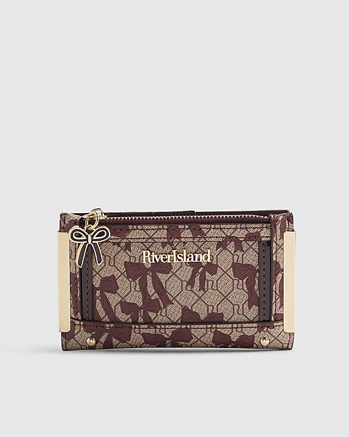 Red Bow Monogram Print Mini Purse