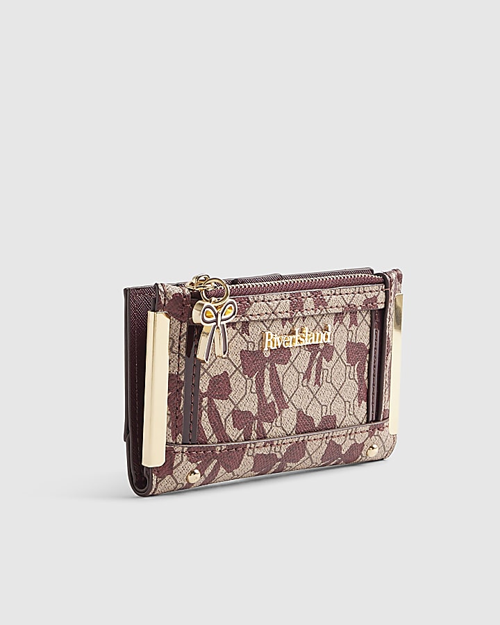 Red Bow Monogram Print Mini Purse