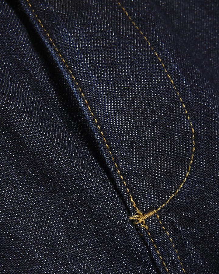 Petite Blue Belted Stretch Straight Leg Jeans