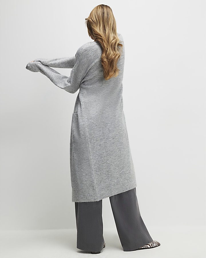Grey Long Sleeve Cosy Maxi Cardigan