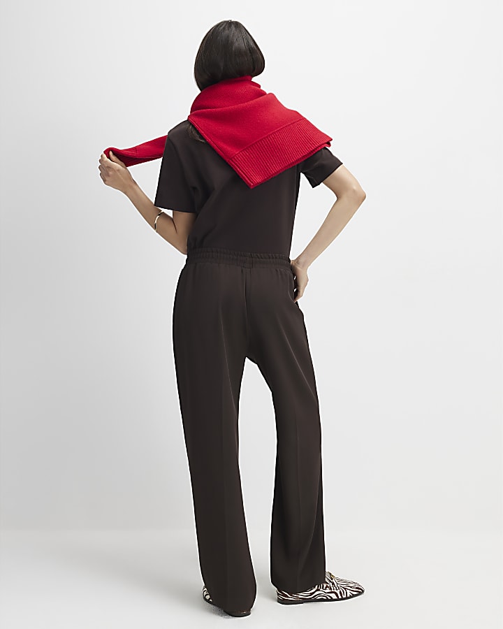 Brown Tailored Wide Leg Joggers