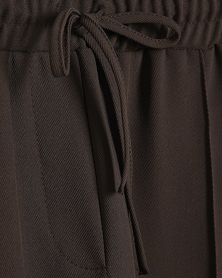 Brown Tailored Wide Leg Joggers