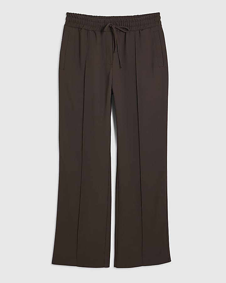 Brown Tailored Wide Leg Joggers