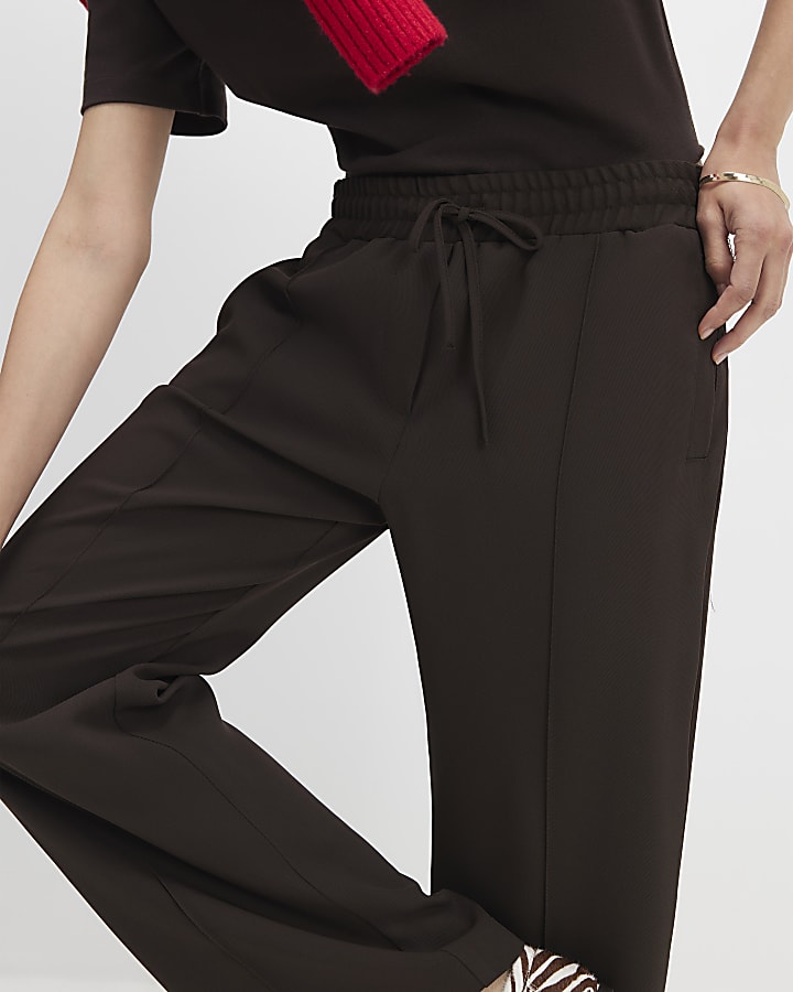 Brown Tailored Wide Leg Joggers