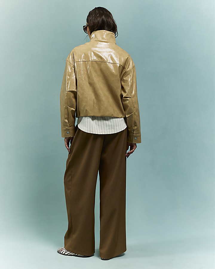 Brown Stripe Wide Leg Trousers