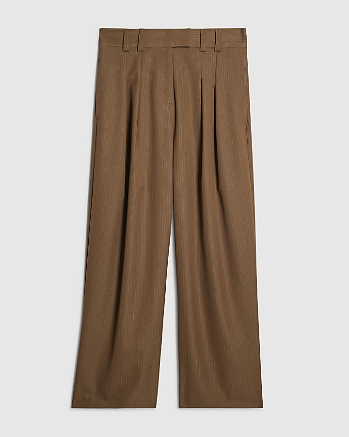 Brown Stripe Wide Leg Trousers