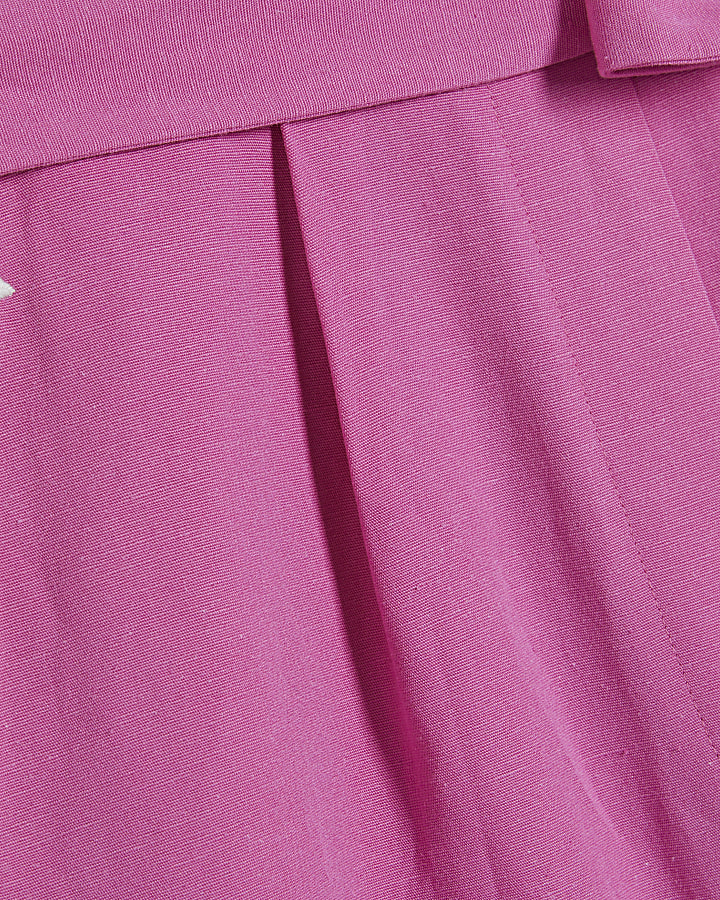 Pink Linen Blend Scallop Trim Playsuit