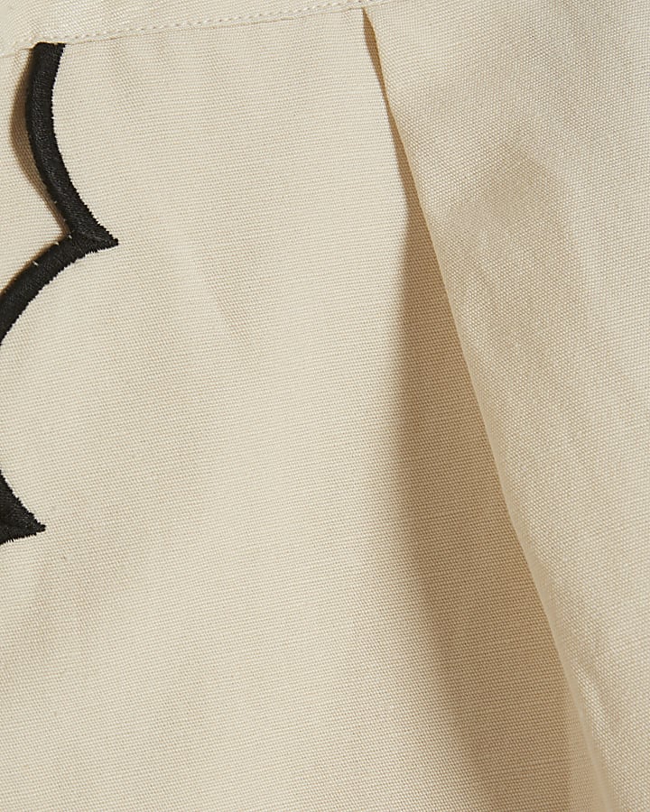 Cream Linen Blend Scallop Trim Shorts